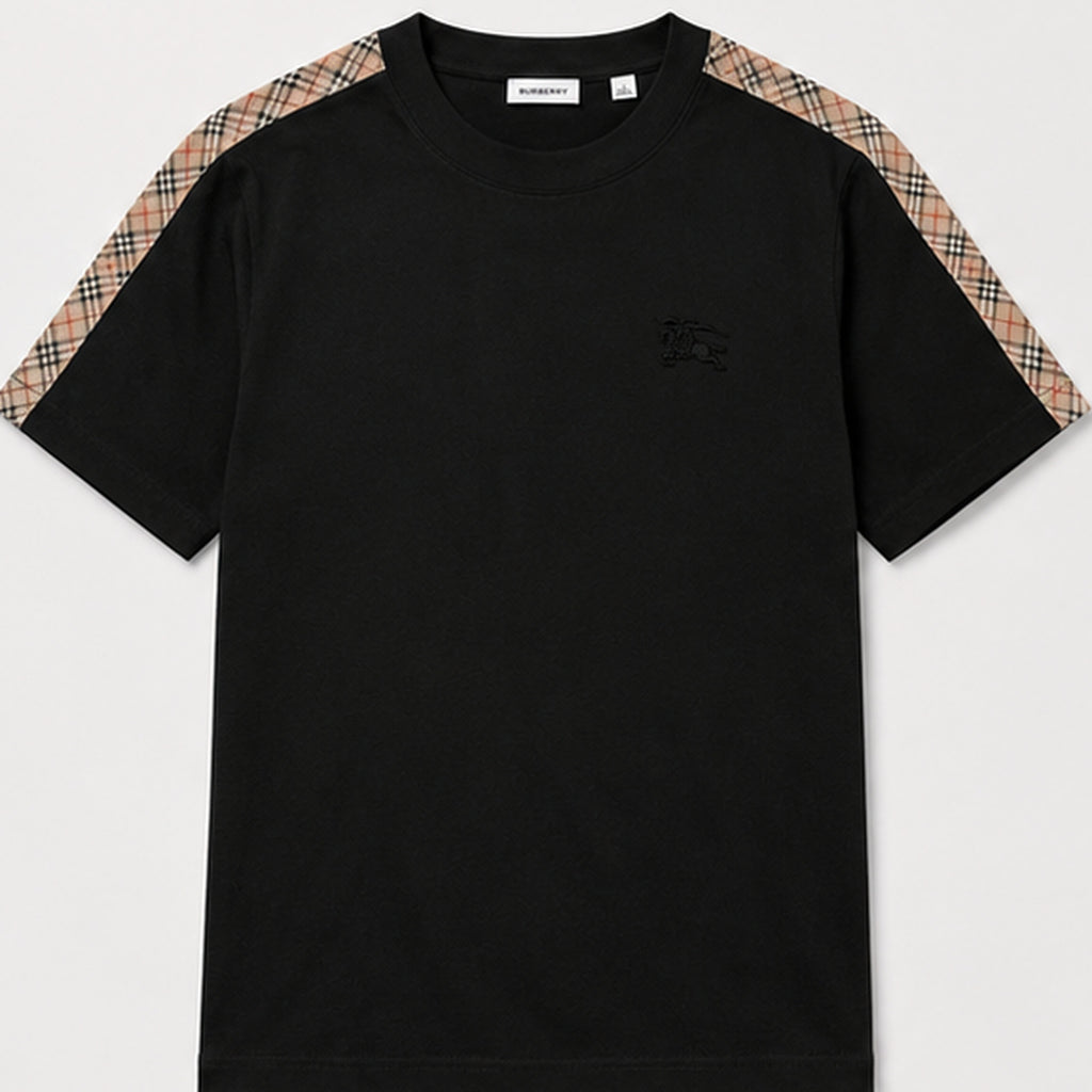 Burberry Check Sleeve T-Shirt Black - front