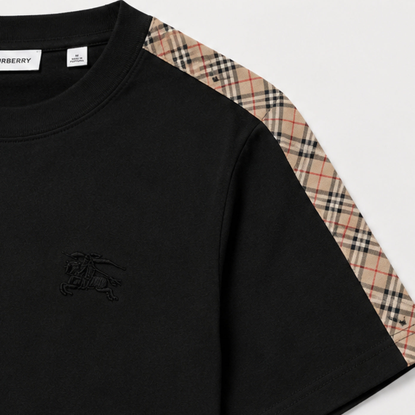 Burberry Check Sleeve T-Shirt Black - check panel detail