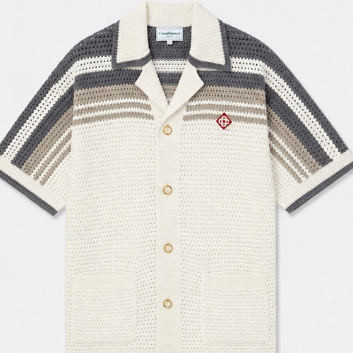 Casablanca Knit Polo Shirt Cream - front