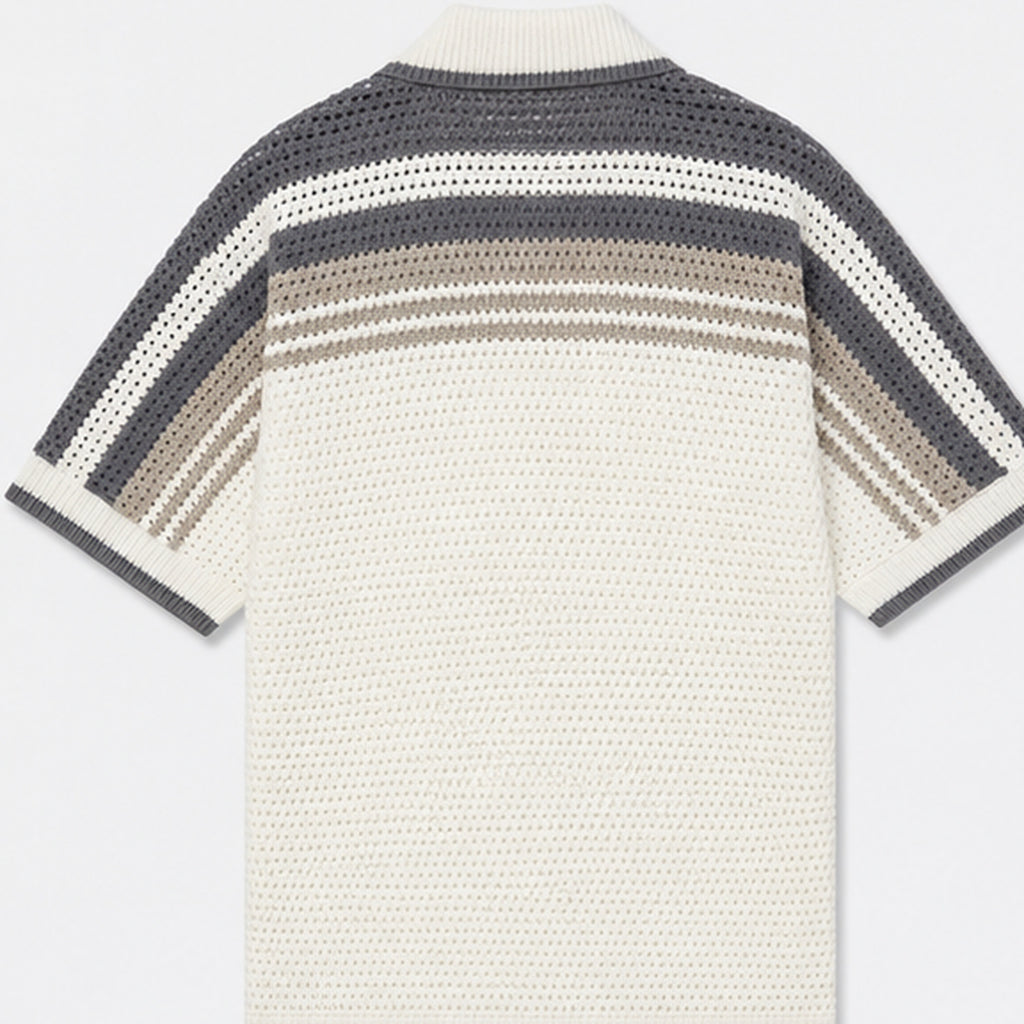 Casablanca Knit Polo Shirt Cream - back