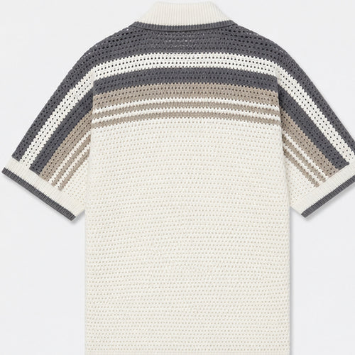 Casablanca Knit Polo Shirt Cream - back