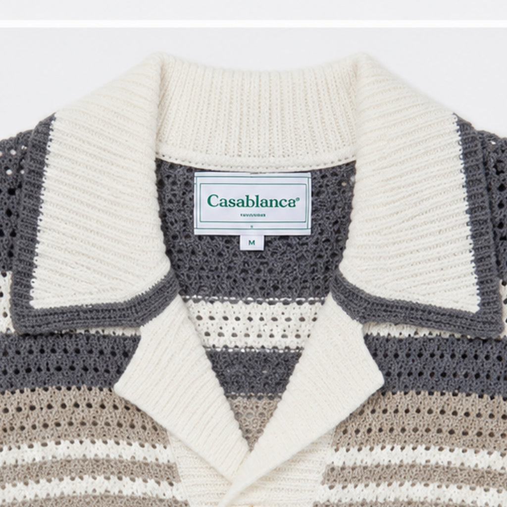 Casablanca Knit Polo Shirt Cream - collar detail