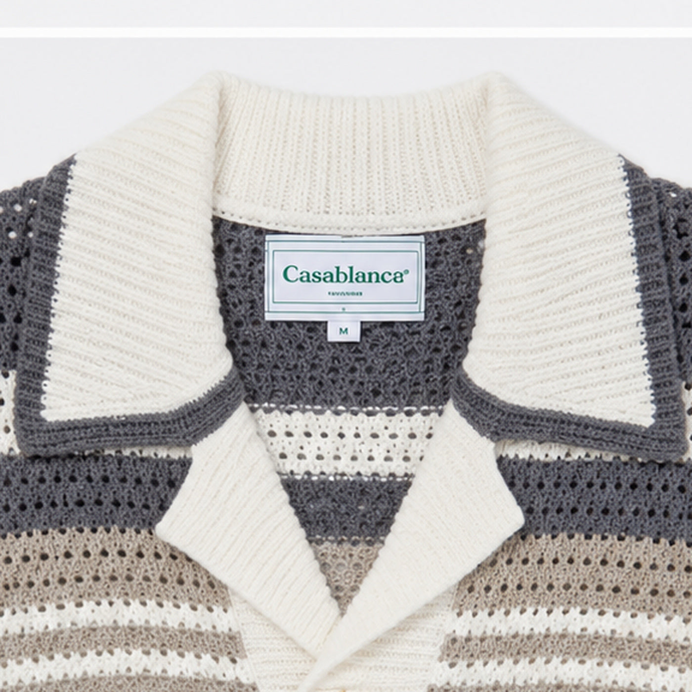 Casablanca Knit Polo Shirt Cream - collar detail