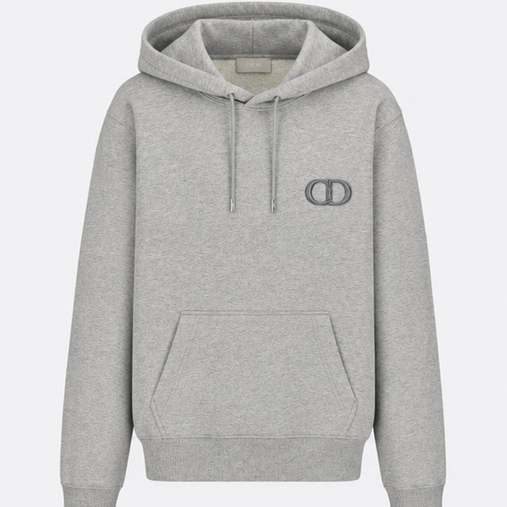 Dior CD Icon Hoodie Grey - front