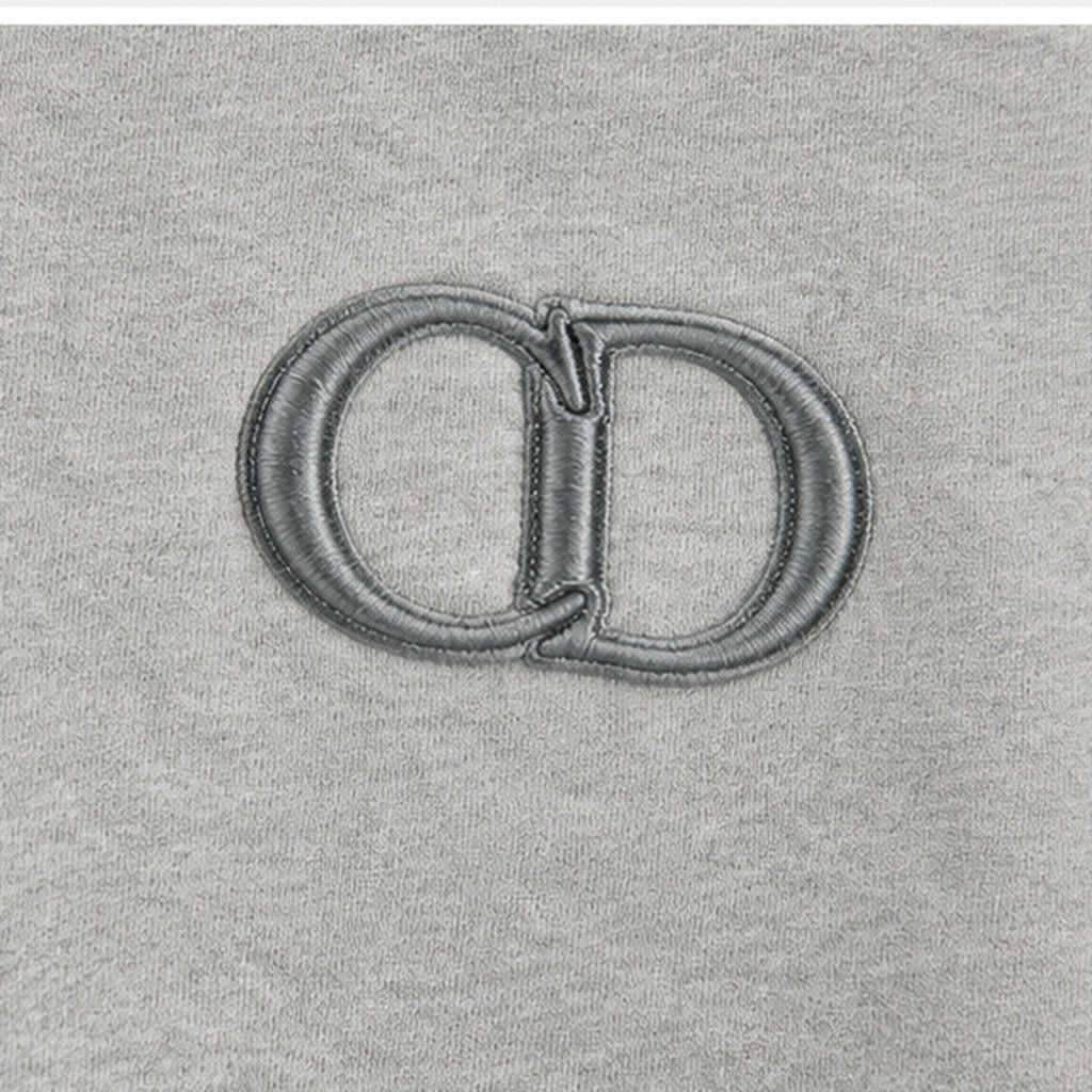Dior CD Icon Hoodie Grey - embroidery detail