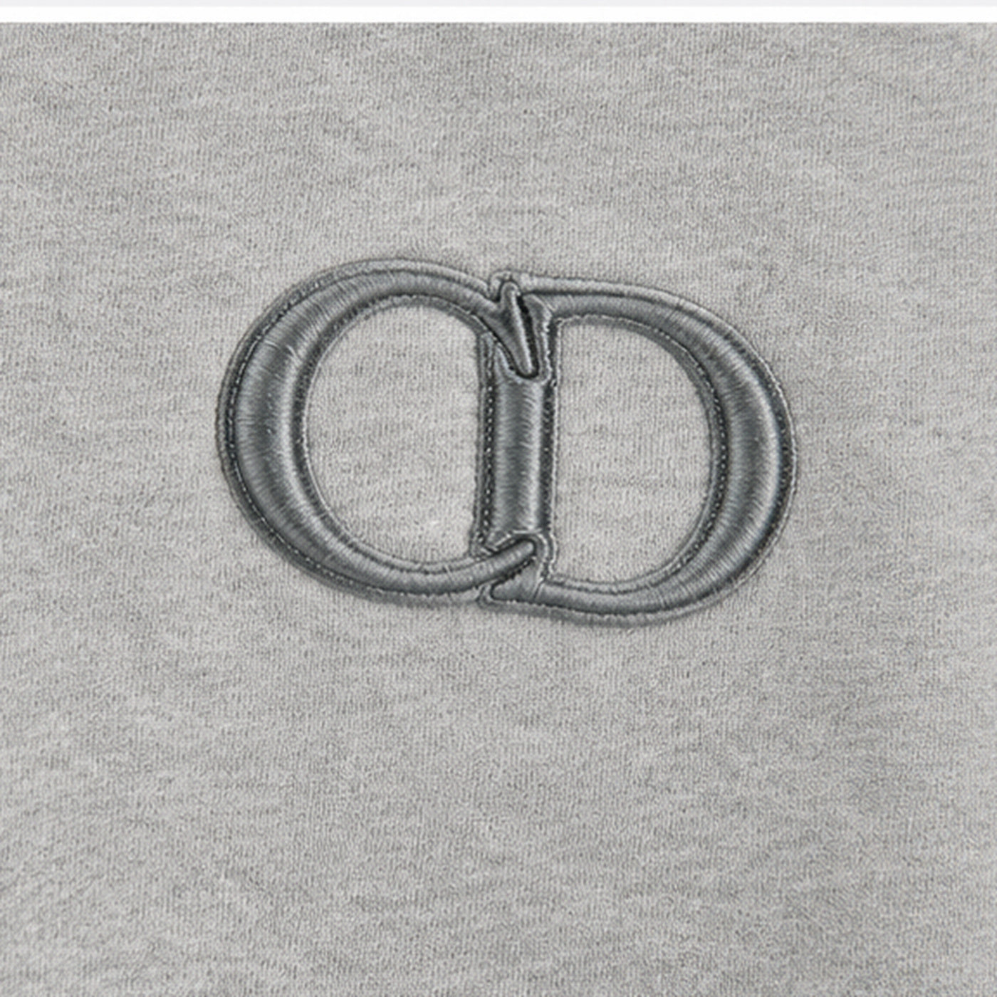 Dior CD Icon Hoodie Grey - embroidery detail