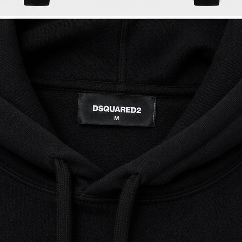 Dsquared2 Logo Hoodie Black - neck label