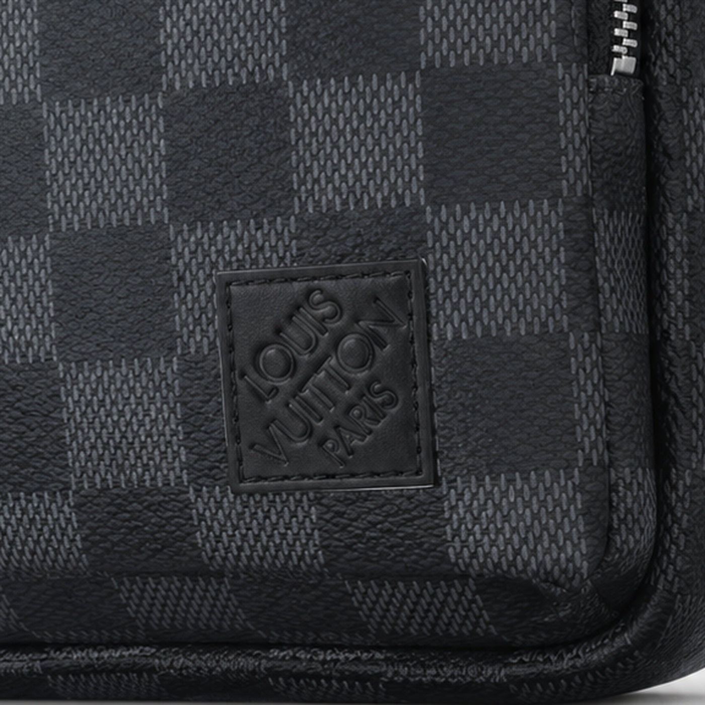 Louis Vuitton Avenue Sling Bag Damier Graphite - leather patch detail