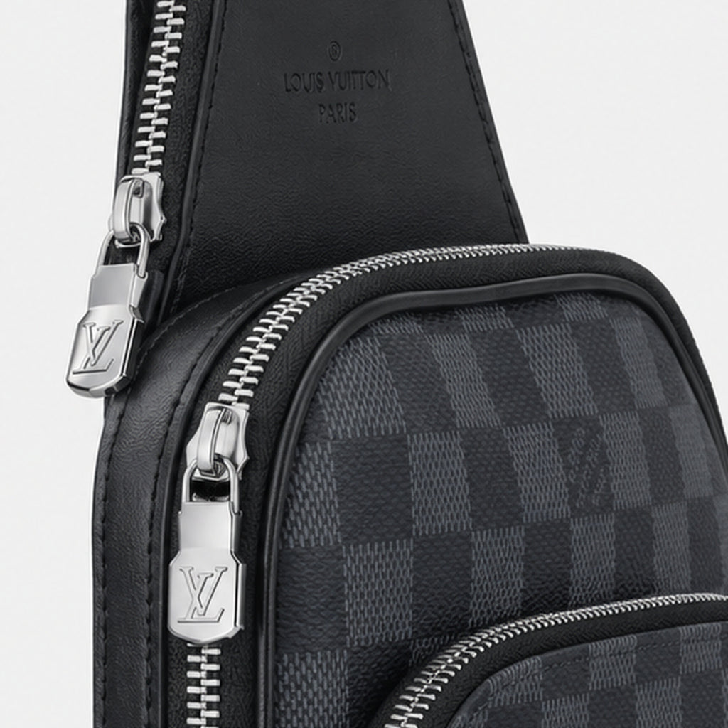 Louis Vuitton Avenue Sling Bag Damier Graphite - zip detail