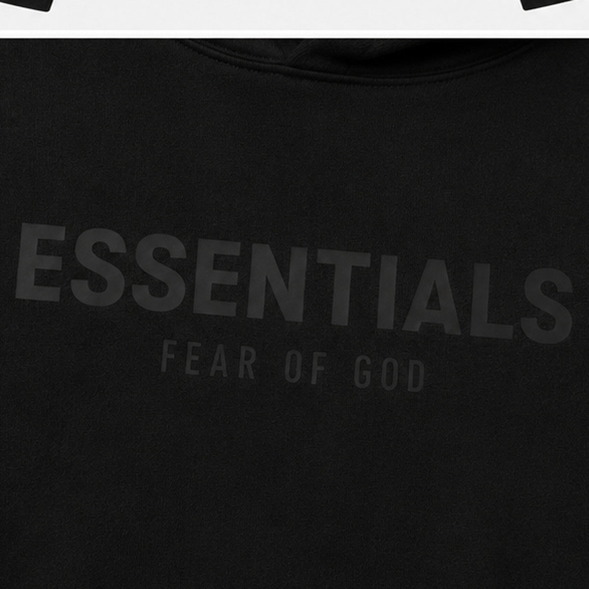 Fear of God Essentials Hoodie — Black, детайл лого