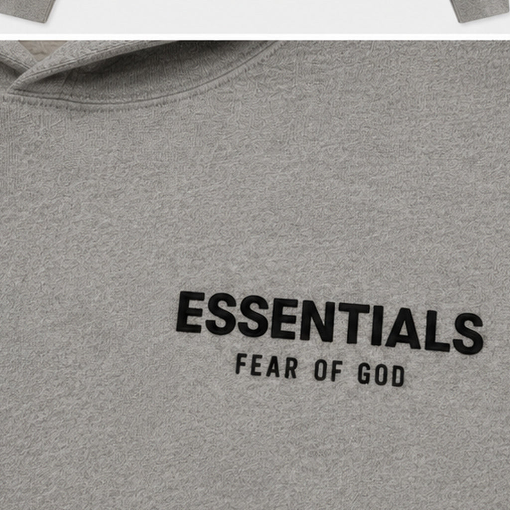 Fear of God Essentials Hoodie Dark Heather - logo detail