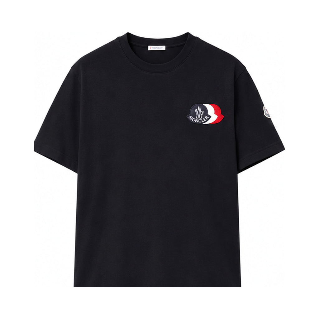 Moncler Tricolour Patch T-Shirt Black - front