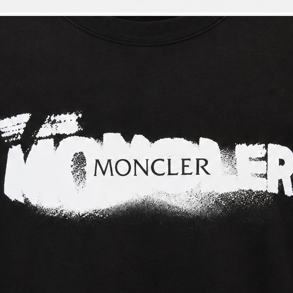 Moncler Spray Logo T-Shirt Black - print detail